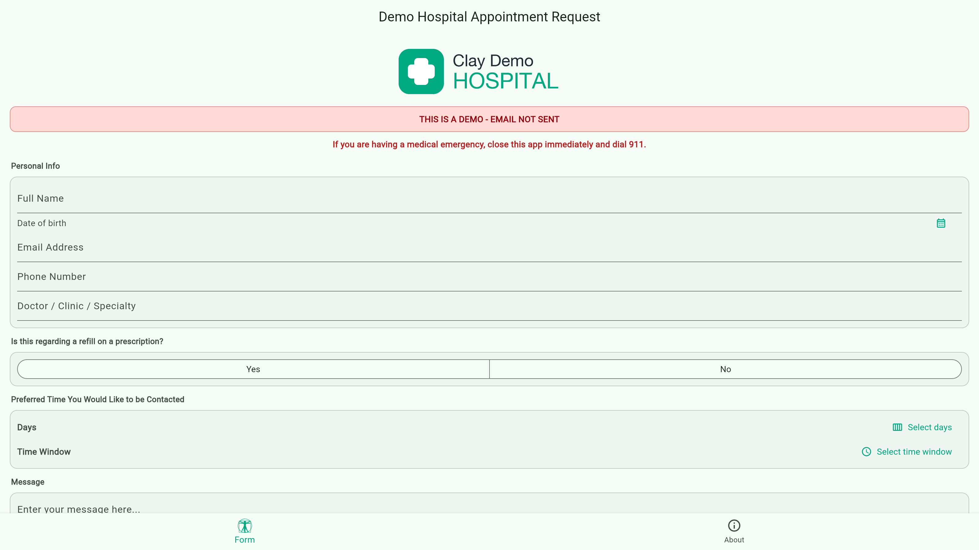 Demo Hospital APPT (Flutter) screenshot